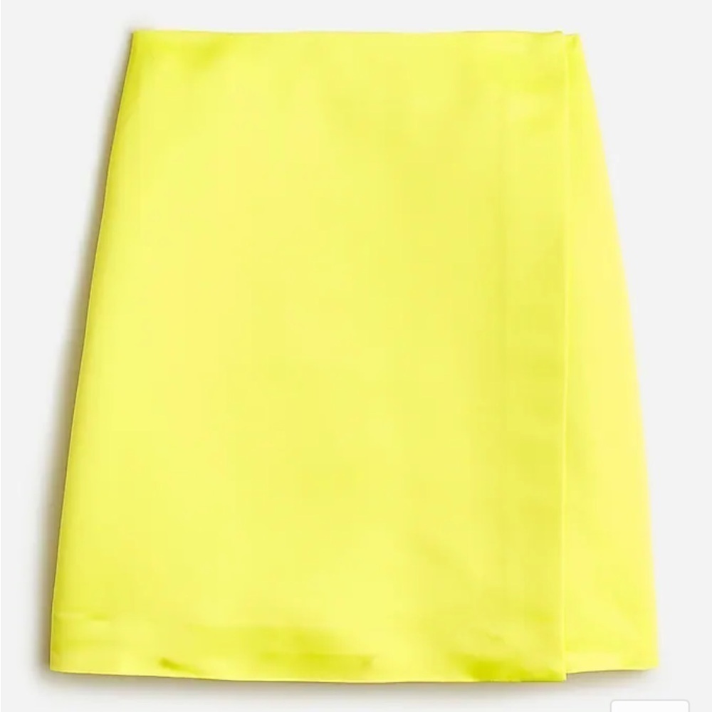 J. Crew Limited Edition Faux Wrap Mini Skirt Bp657 Duchesse Satin Yellow 0